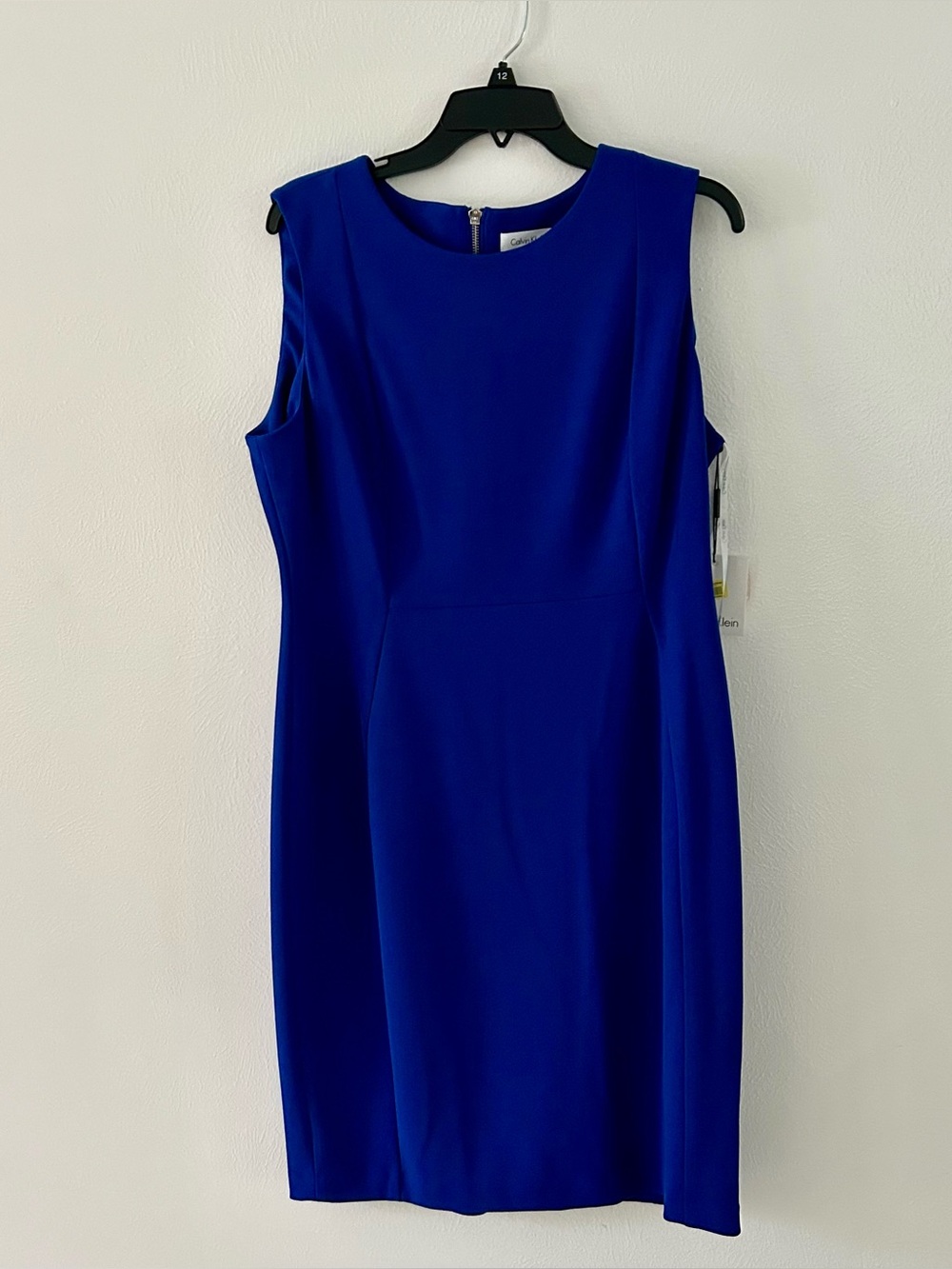 NWT Calvin Klein Royal Blue Sheath Sleeveless Dress Size 14, Knee